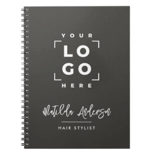 Träkol-grått-elegant är en modern logotyp svart anteckningsbok