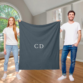 Träkol grått monogrammat initialer modern fleecefilt