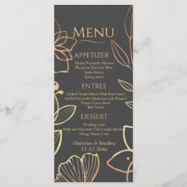 Träkol & Guld Bröllop Menu Meny