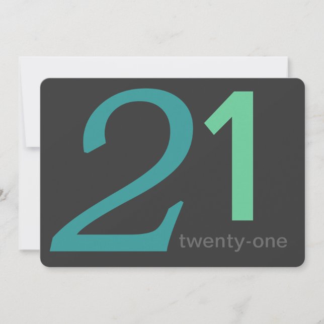 Träkol och blå Anpassningsbar 21:a födelsedagsinbj Inbjudningar (Framsida)