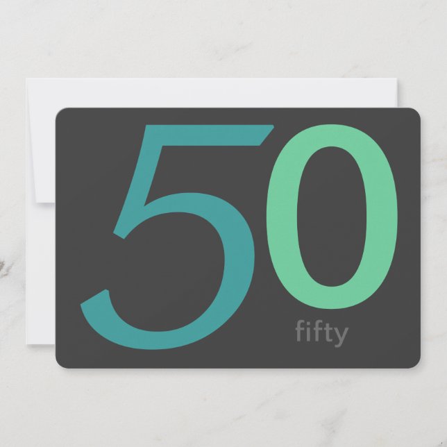 Träkol och blå Anpassningsbar 50:e födelsedagsinbj Inbjudningar (Framsida)