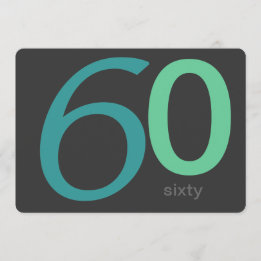 Träkol och blå Anpassningsbar 60:e födelsedagsinbj Inbjudningar