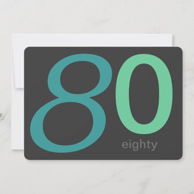 Träkol och blå Anpassningsbar 80:e födelsedagsinbj Inbjudningar (Framsida)