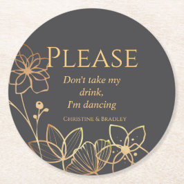 Träkol och Guld Jag dansar Underlägg Papper Rund