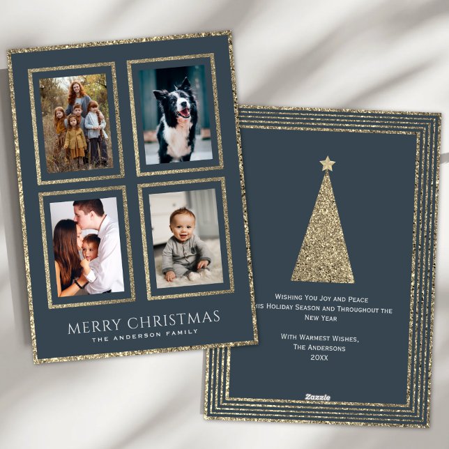 Träkol och Guld julfoto Collage Julkort (Skapare uppladdad)