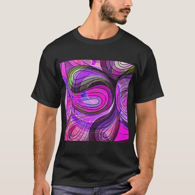 Träkol och Ro-Vatten-lugg med svart Linjer T Shirt (Framsida)