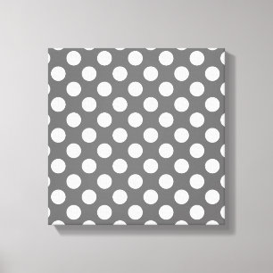 Träkol och White Polka dots Canvastryck