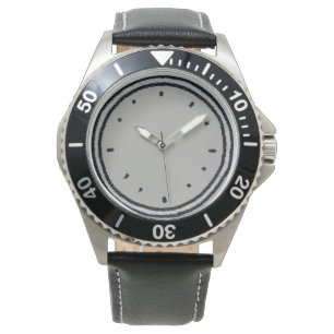 Träkol ritad Stil Clock Ansikte Armbandsur