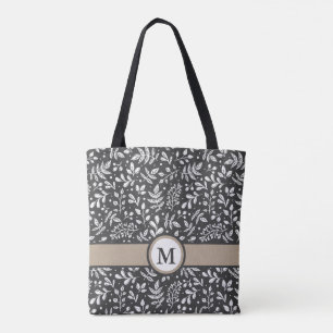 Träkol Rustic Winter Botanical med Monogram Tygkasse