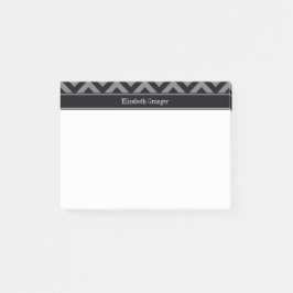 Träkol, svart LG Chevron Black Namn Monogram Post-it Block