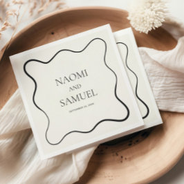 Träkol Vågigt Gräns Bröllop Pappersservett