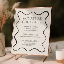 Träkol Vågigt Gräns Cocktail Menu Poster