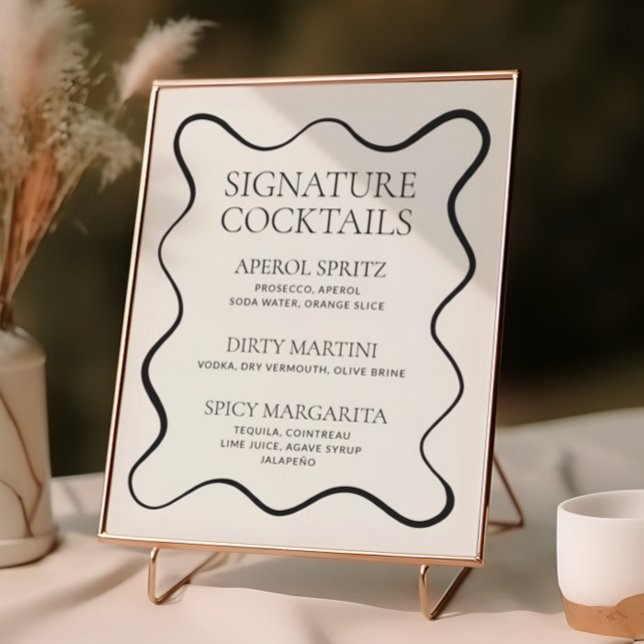 Träkol Vågigt Gräns Cocktail Menu Poster (Skapare uppladdad)