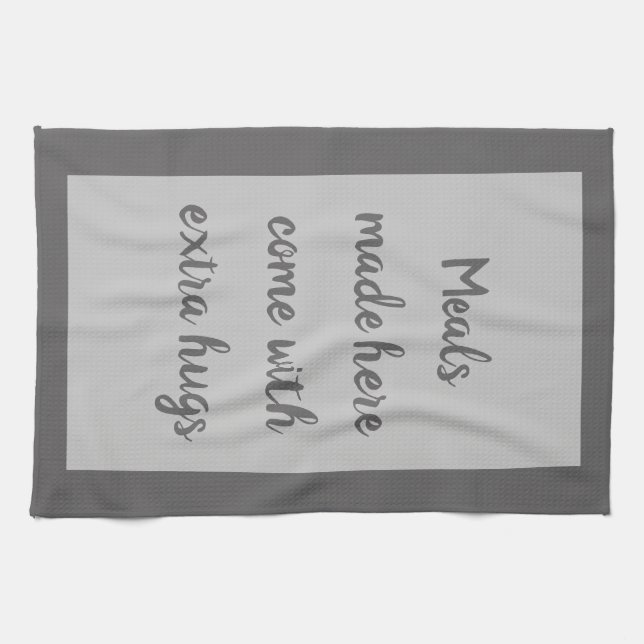 Träkol - vitt kökshandduk (Horisontell)