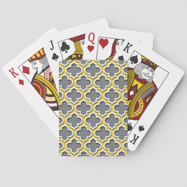 Träkolananas White Moroccan Quatrefoil #5DS Casinokort (Baksidan)