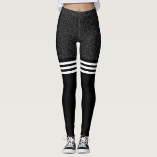 Träkolleopard, trippel rand leggings