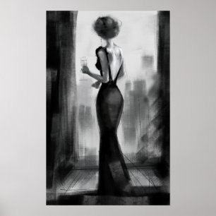 Träkollyxen finare elegant kväll på mig poster