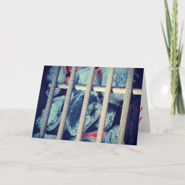 "Träkolsgrill" Födelsedagskort Kort (Framsida)