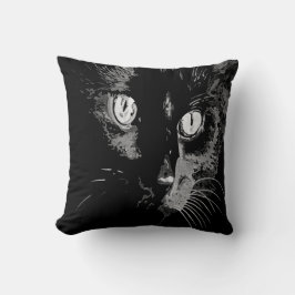 Träkolskonst, svart katt Porträtt Kudde