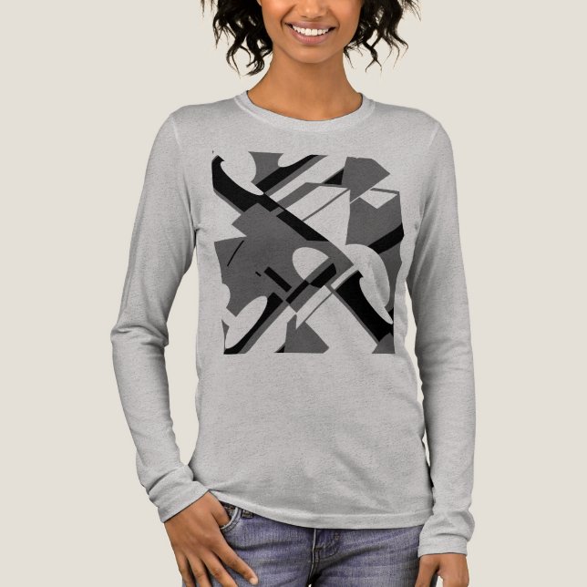 Träkolssvart diagonal Geometric Art MCM-inspirerad T Shirt (Framsida)