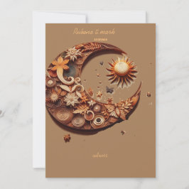 Träkonsthyrning av bröllop spara datum inbjudningar