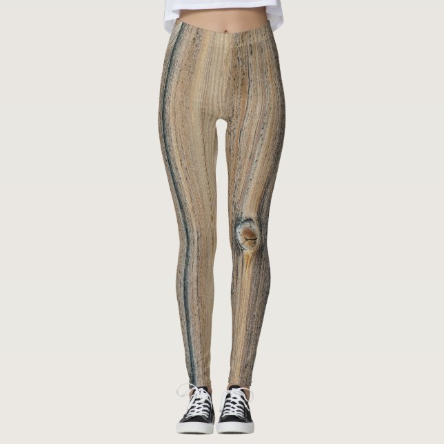 Träkornig struktur i brunskuggor leggings (Framsida)
