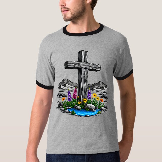 Träkors i öken Levande vatten T Shirt (Framsida)