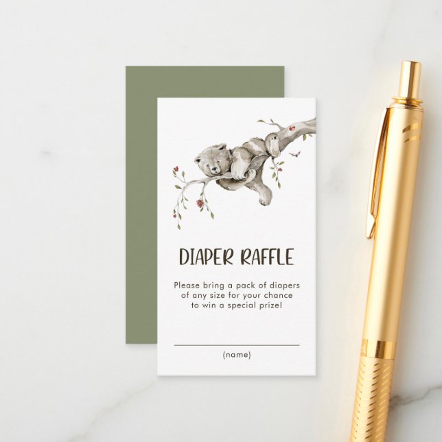 Träkort för blöjlotteri inkl kort (Fram/Back In Situ)