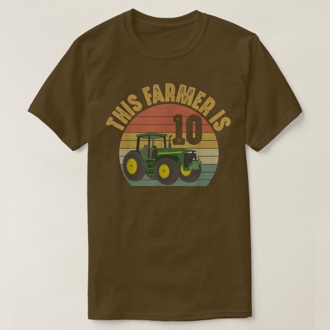 Traktor 10:e födelsedag 10:e år gamla jordbrukare t shirt (Design framsida)