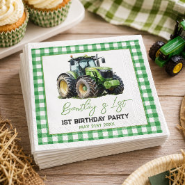 Traktor 1-års födelsedagsfest Rolig Gård Pappersservett