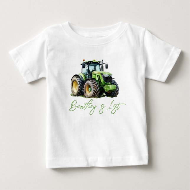 Traktor 1-års födelsedagsfest Rolig gård T Shirt (Framsida)