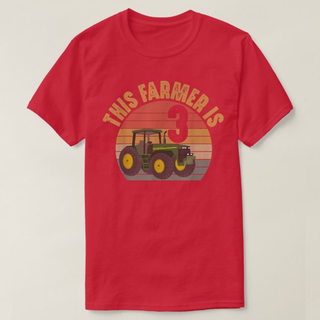 Traktor 3:e födelsedag 3:e året gammalt lantbrukar t shirt (Design framsida)