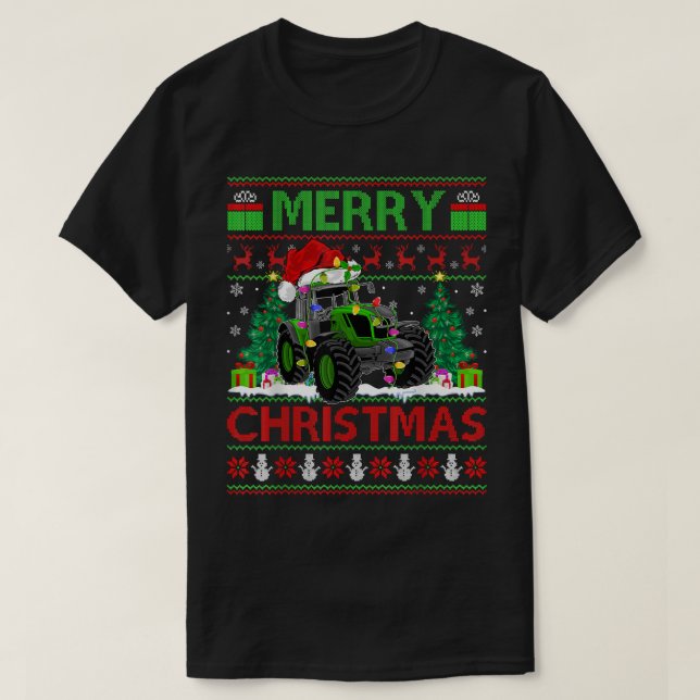 Traktor Älskare Julafton Träd Ugly Santa Tractor C T Shirt (Design framsida)