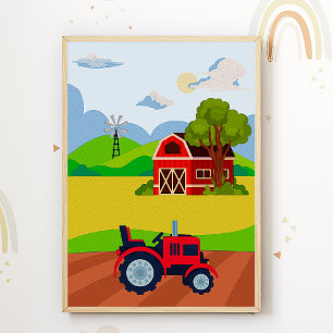 Traktor Barn Rum Affisch Tryck Barn Rum Dekoration