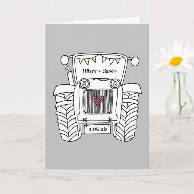 Traktor Country Bröllopskort Kort (Liten växt)