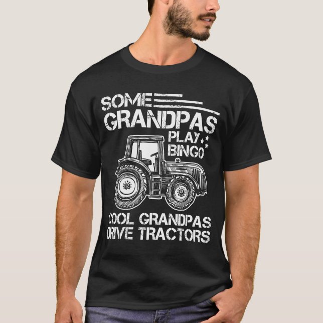 Traktor Farfar Farmer Ranch Grandföräldrar T Shirt (Framsida)