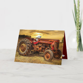 Traktor för Vintage av antique Red Tractor Farm Tr Kort