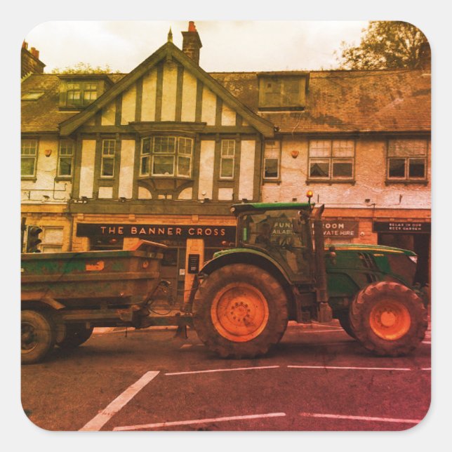 Traktor Fyrkantigt Klistermärke (Framsida)