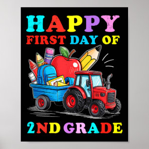 Traktor Glad Första Dag I 2:a Klass Back To School Poster