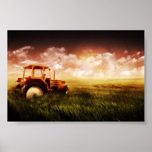traktor i fält poster