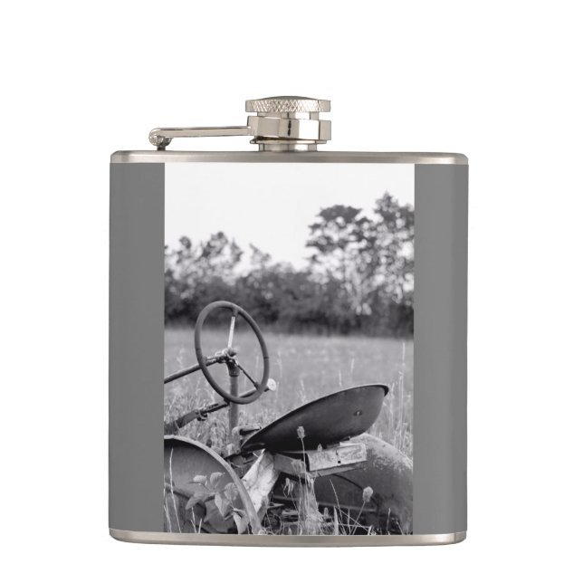 Traktor i kolv med lång gräs fickplunta (Framsidan)