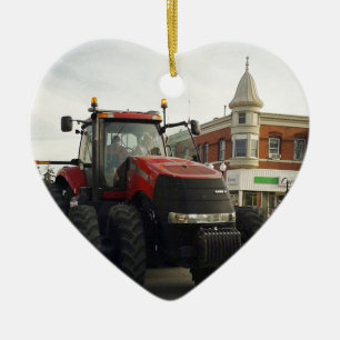 Traktor i traktorparaden julgransprydnad keramik