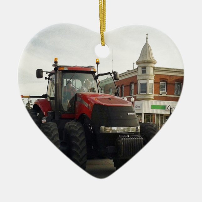 Traktor i traktorparaden julgransprydnad keramik (Framsidan)