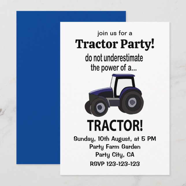 Traktor Kraft Traktor Inbjudningar (Fram/baksida)
