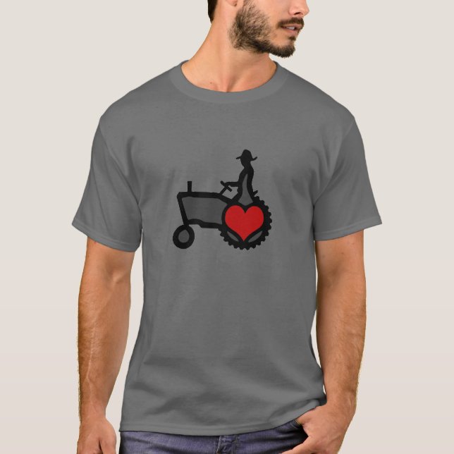 Traktor med Heart Kärlek i Land Tee Shirt (Framsida)