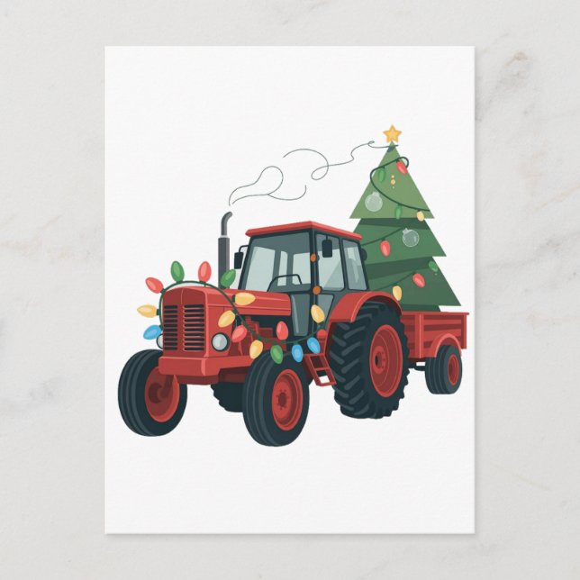 Traktor med Trailer Santa Farm Farmer jul Inbjudan Vykort (Framsida)