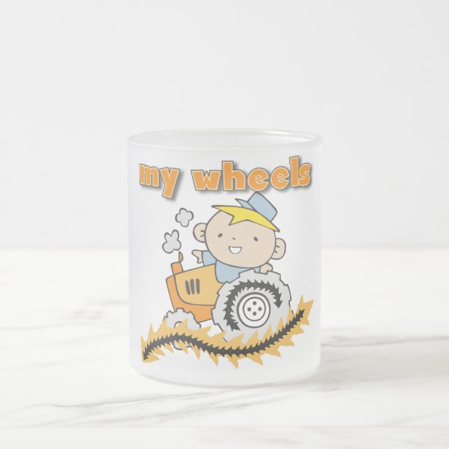 Traktor min hjulTshirts och gåvor Frostad Glasmugg (Center)