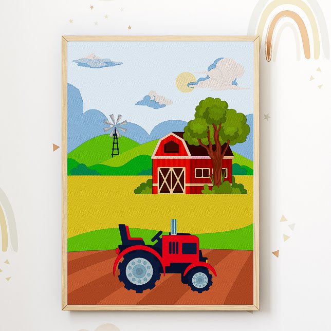 Traktor Nursery Poster Print Kids Room Decor (Skapare uppladdad)