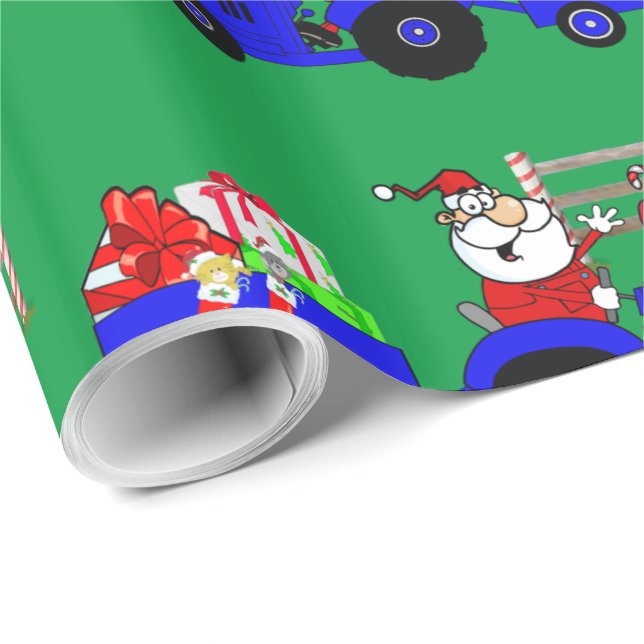 Traktor Santa med julklapp Presentpapper (Rullad Hörn)