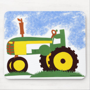 Traktor under blå himmel musmatta